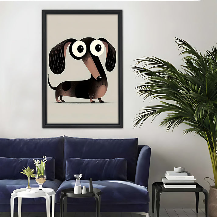 Cartoon Sausage Dog Poster Modern Wall Decor