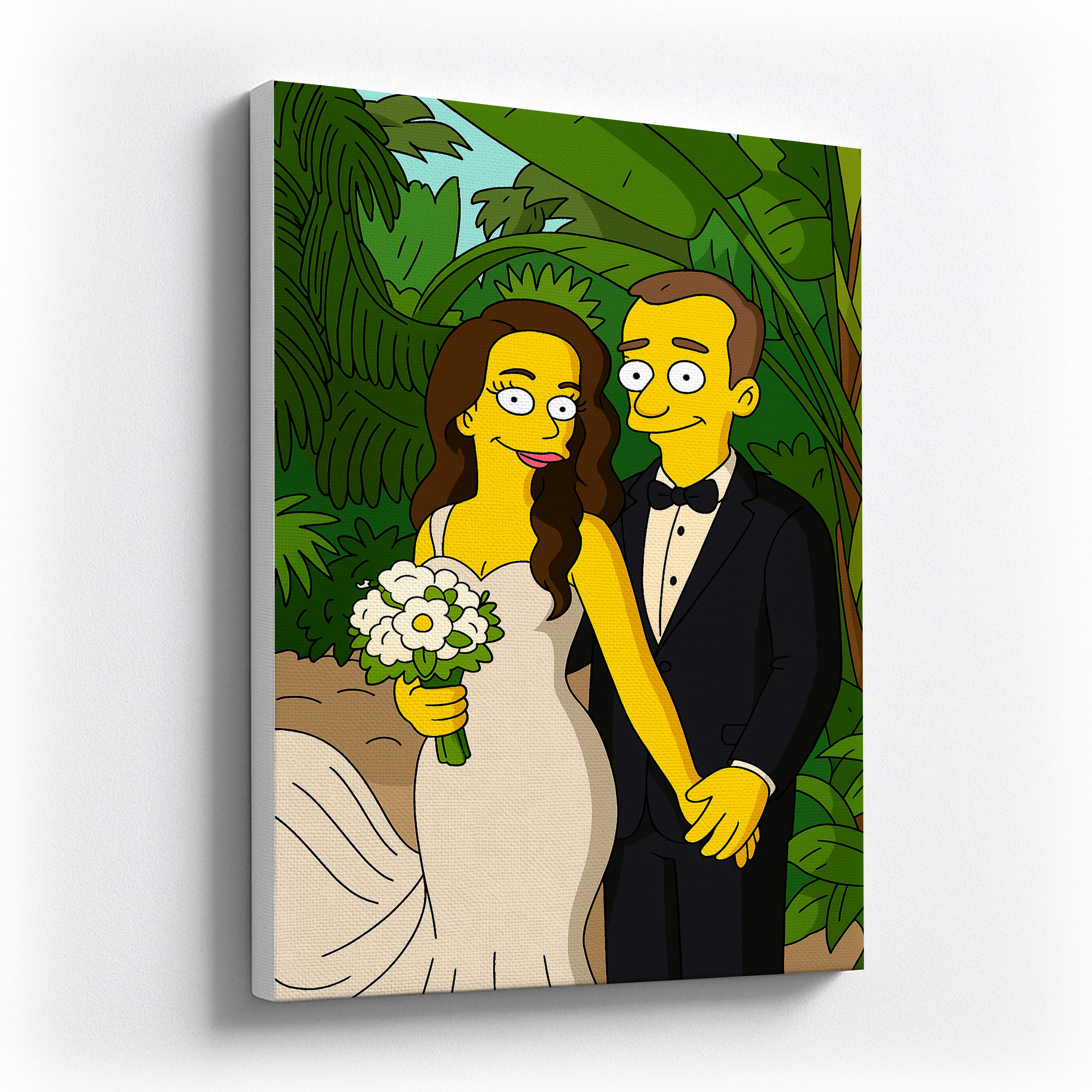 Custom Simpsons Wedding Portrait – Unique Cartoon of Yourself, Perfect Anniversary Gift