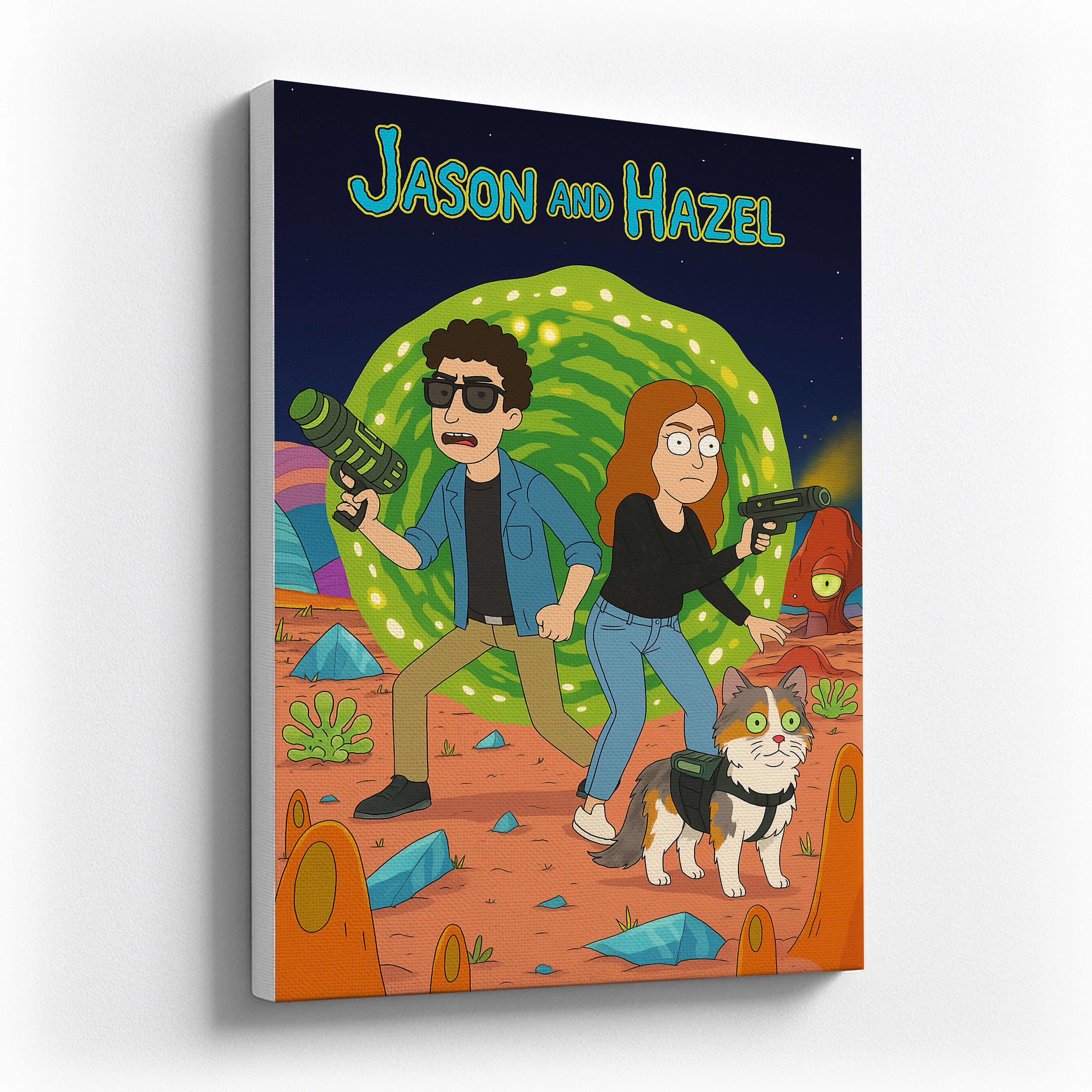 Turn Your Photo into Rick and Morty Characters – Custom Canvas Portrait Gift