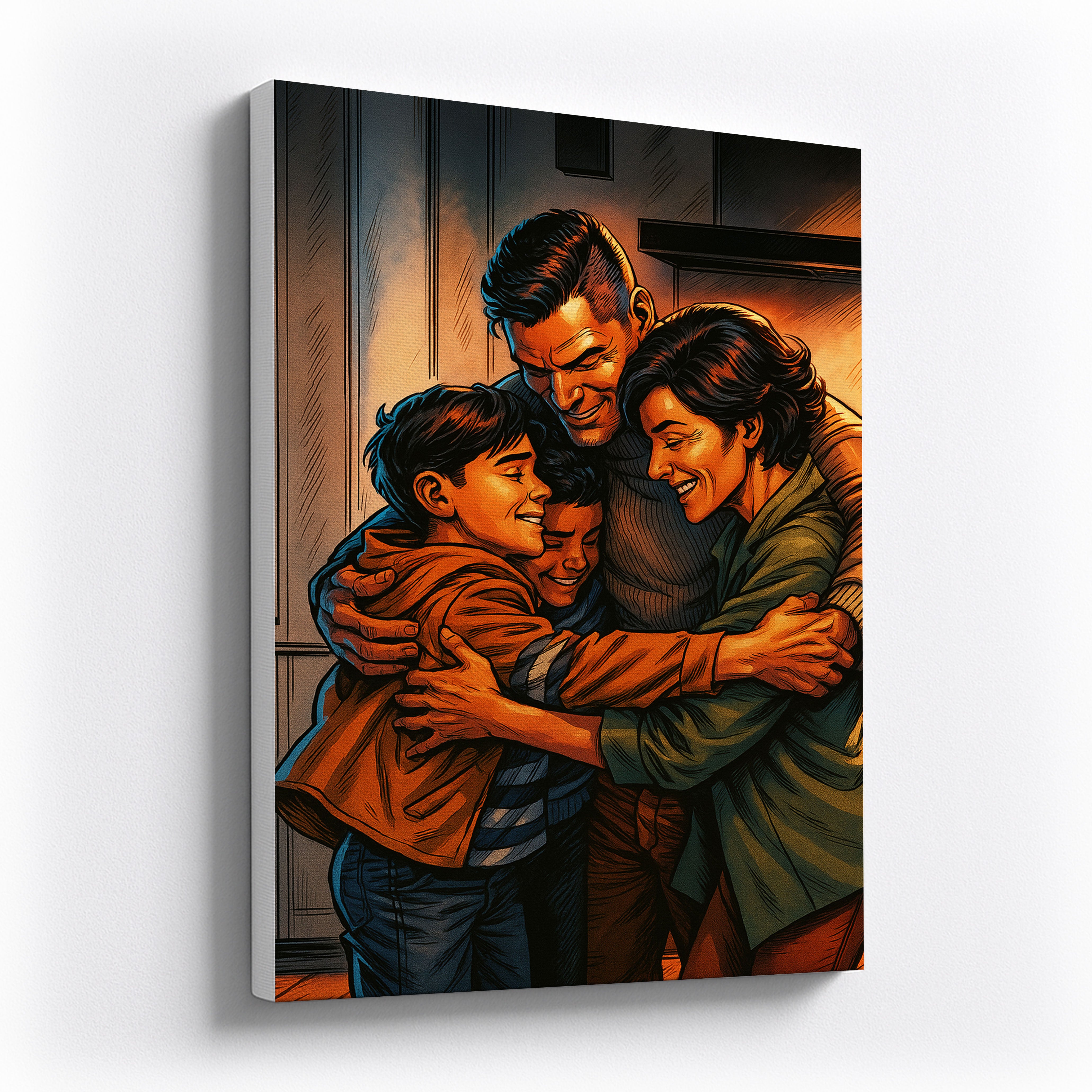 Custom Family Portrait Canvas in Marvel Style Personalized Superhero Comic Artwork Gift