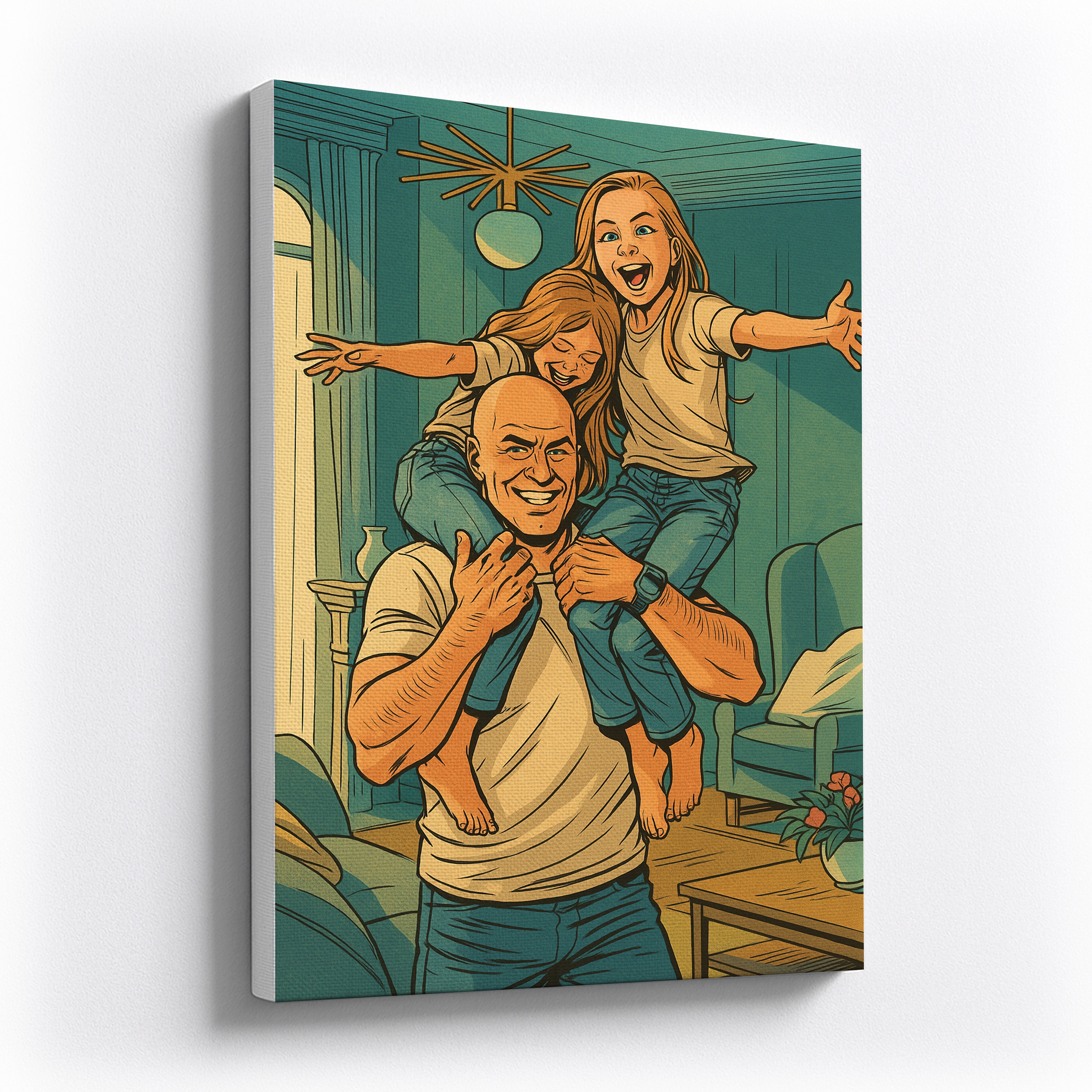 Custom Family Portrait Canvas in DC Comics Style Personalized Superhero Artwork Gift
