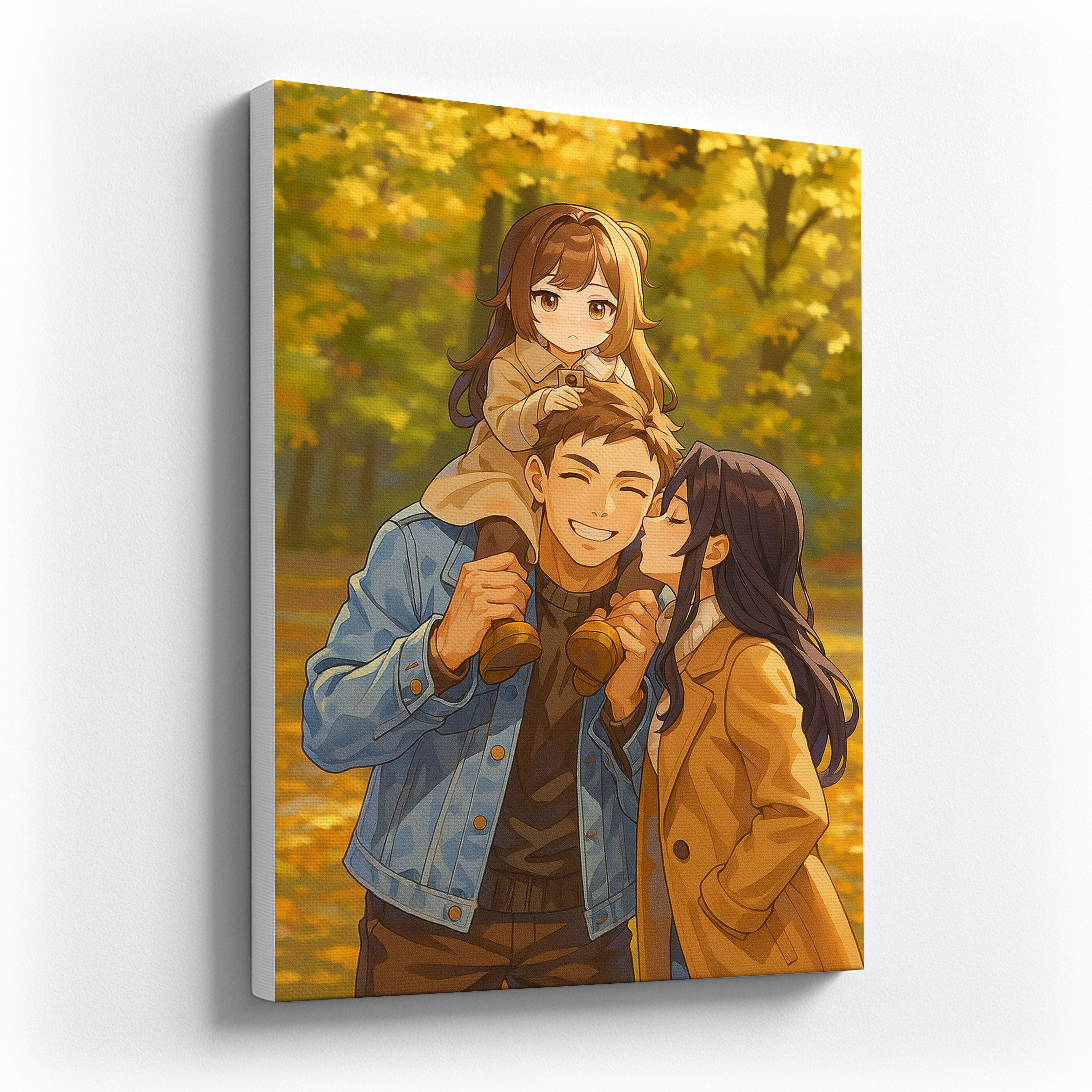 Custom Family Portrait Canvas in Genshin Impact Style Personalized Anime Artwork Gift