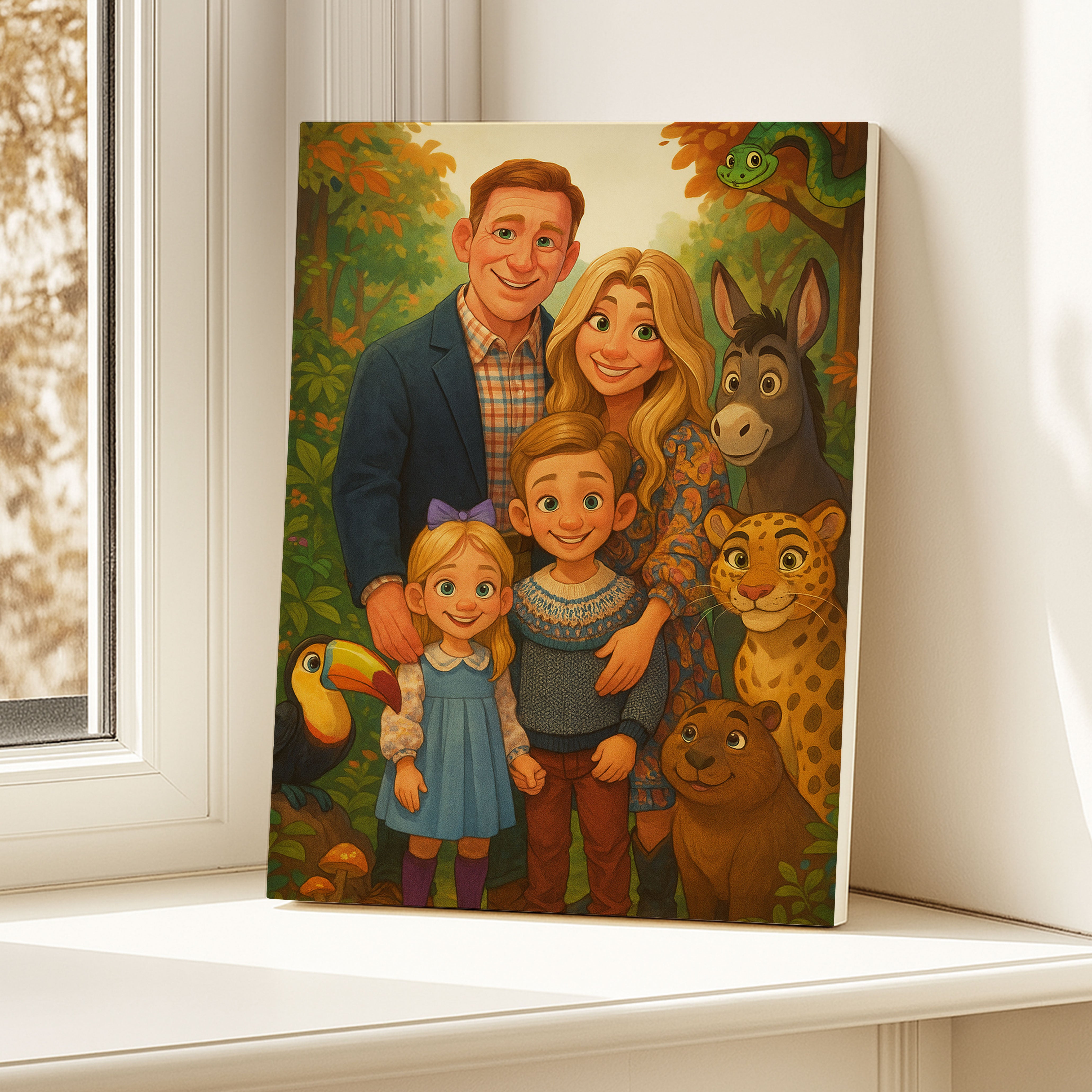 Custom Family Portrait Canvas in Encanto Style Personalized Magical Artwork Gift
