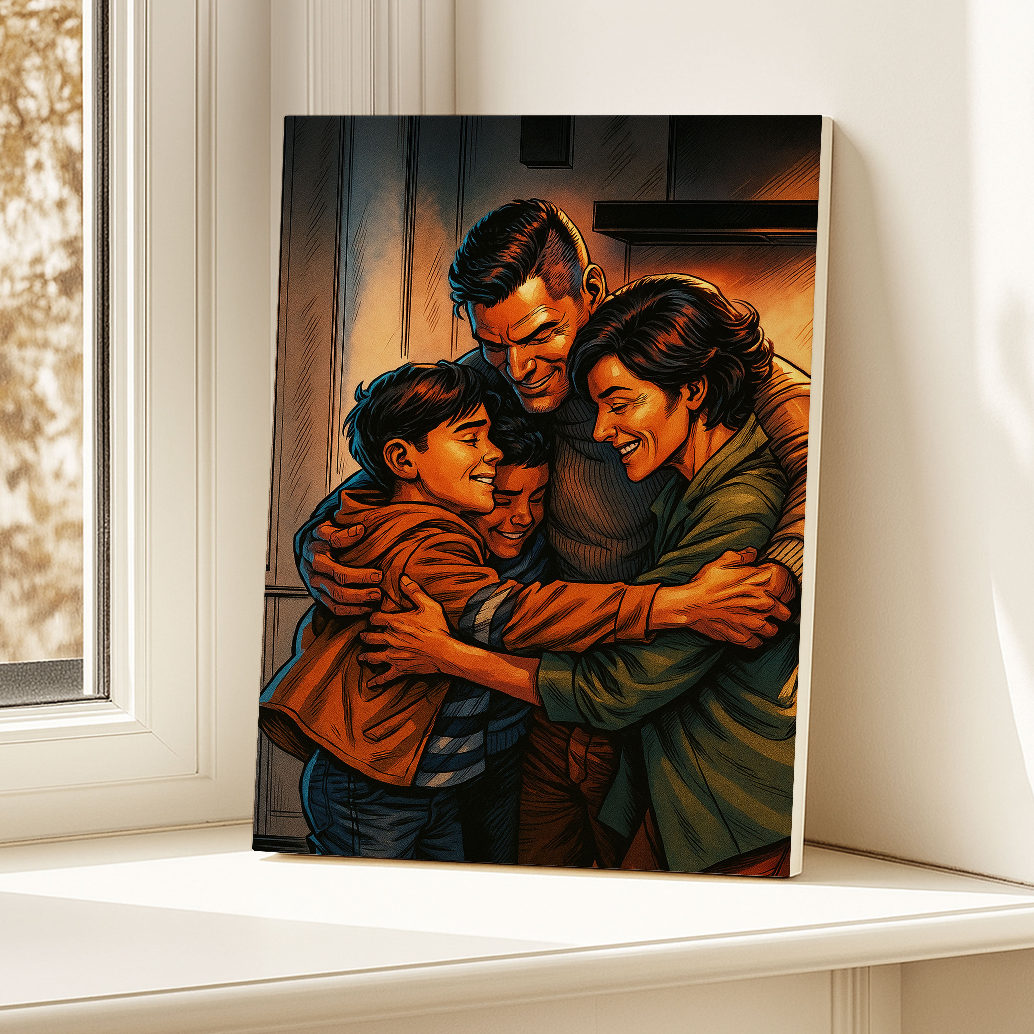 Custom Family Portrait Canvas in Marvel Style Personalized Superhero Comic Artwork Gift
