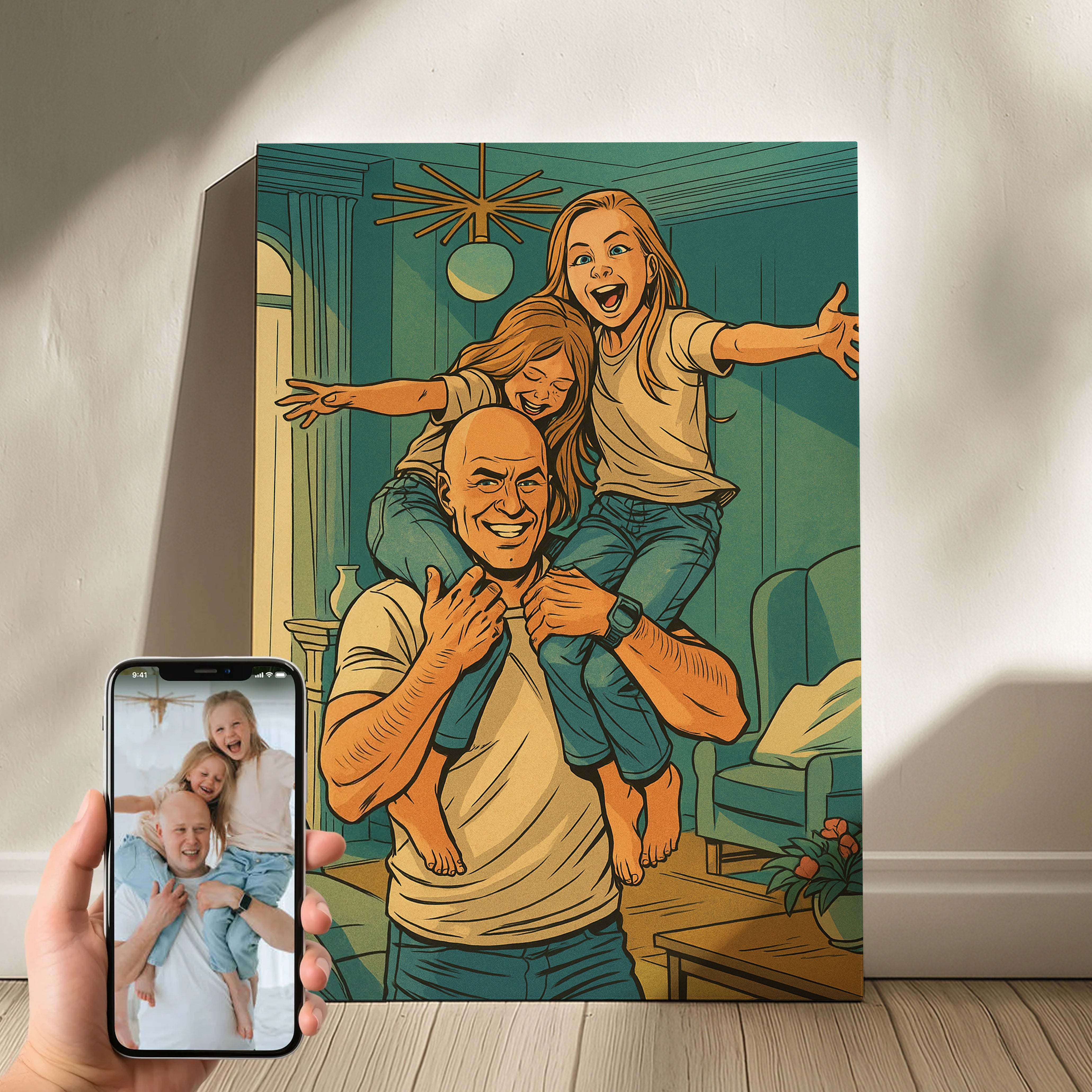 Custom Family Portrait Canvas in DC Comics Style Personalized Superhero Artwork Gift