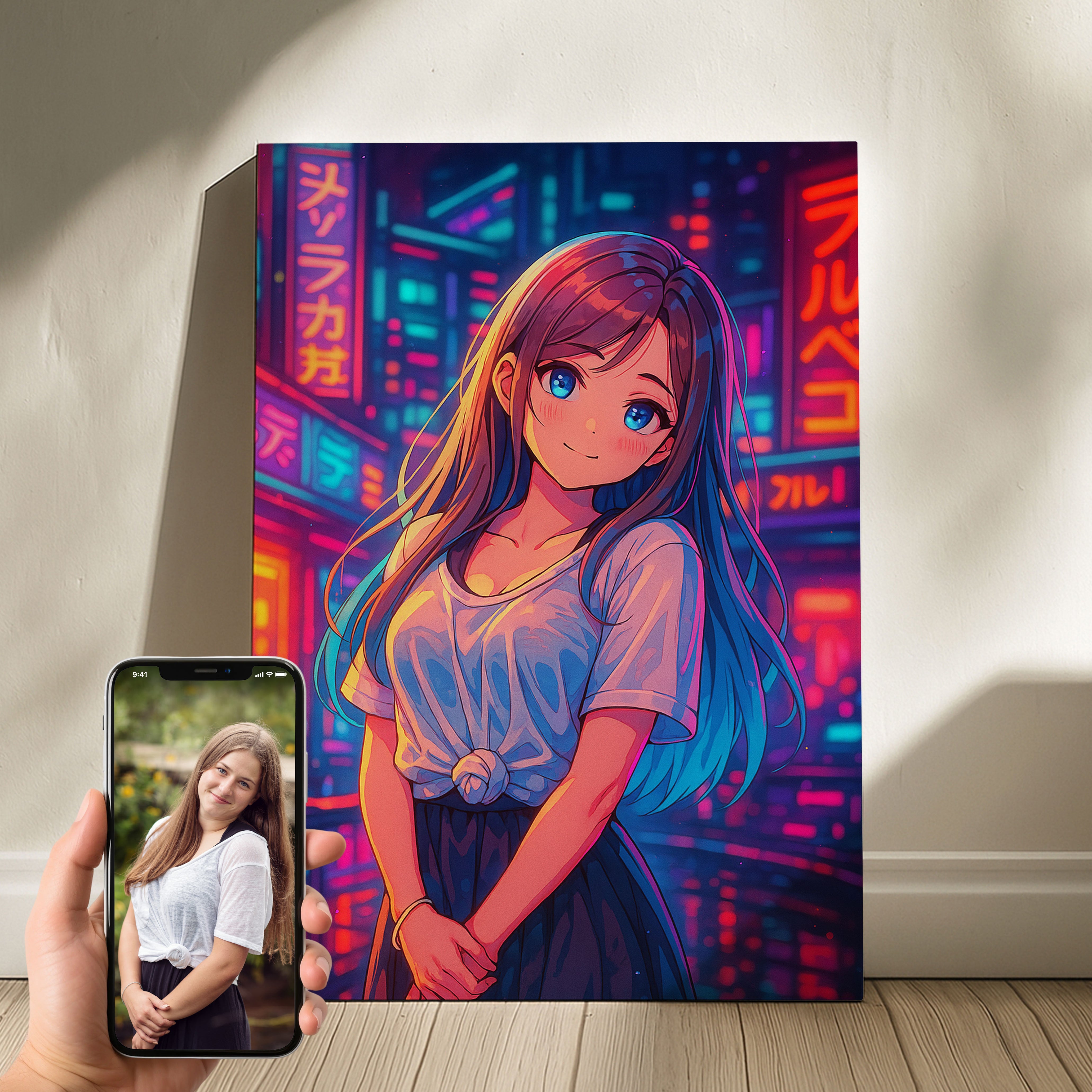 Cyberpunk Anime Style Portrait – Unique Personalized Artwork for Fans & Couples