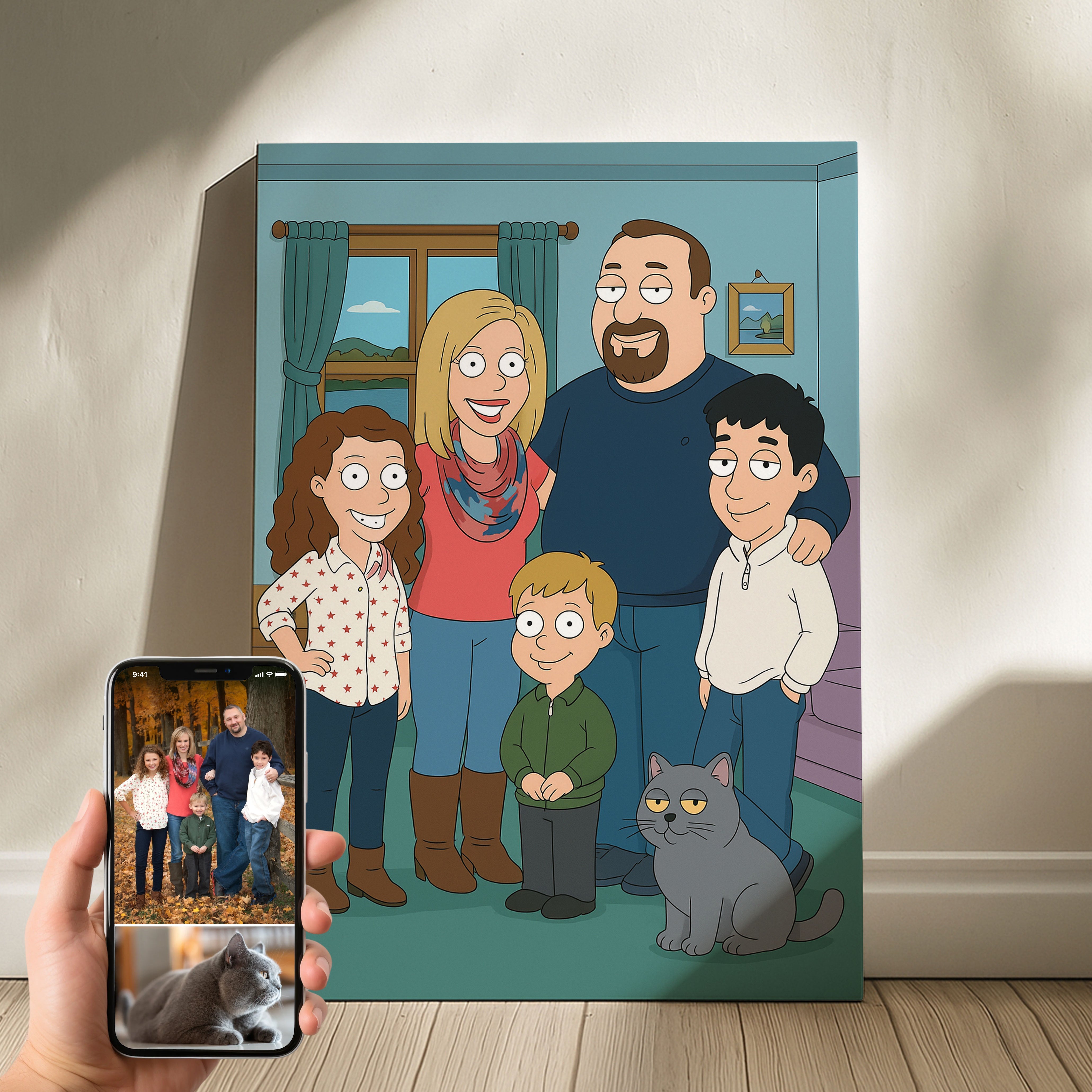 Your Photo as Family Guy Characters - Unique Cartoon Canvas Gift